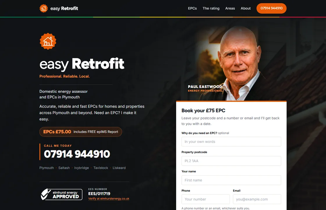 easy Retrofit homepage, domestic energy assessor in Plymouth