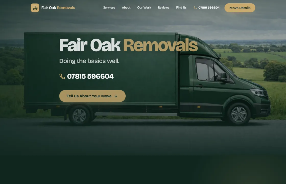 Fair Oak Removals website, removals firm in Fair Oak near Eastleigh