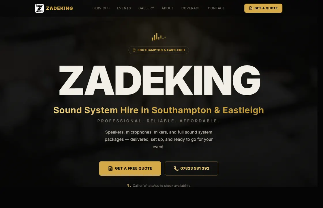 Zade King homepage, personal brand portfolio site